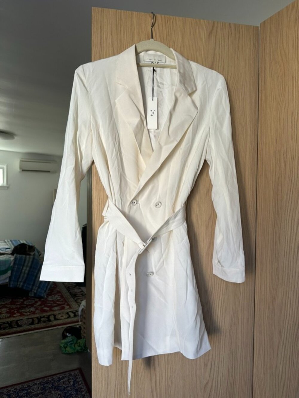 Fleur du Mal Ivory Belted Blazer Dress Size 2 NWT - Picture 5 of 5